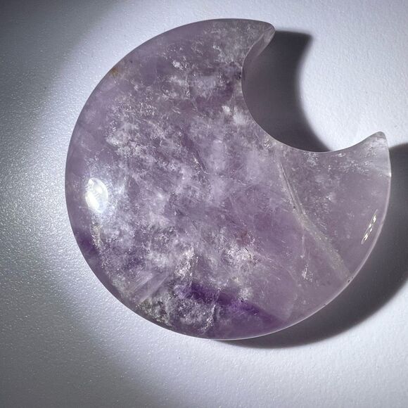 Amethyst Crystal Crescent Moon Carving Meditation Stone - Picture 5 of 9